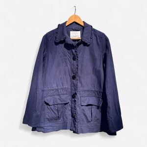 Navy blue Kate Spade jacket with ruffles and bow detail size s